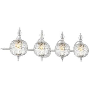 Brushed Nickel Bathroom Vanity Light Fixture Vintage Style - 4 Light G9 Bulb Compatible, 30" Wide Bathroom Lighting Over Mirror with Hand-Etched Glass Shades, Easy Mount for Makeup Area