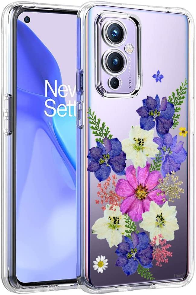 Unov Case Compatible with OnePlus 9 5G Clear with Design Soft TPU Shock Absorption Slim Embossed Pattern Protective Back Cover OnePlus 9 5G Case 6.5 inch (Very Peri Bouquet)