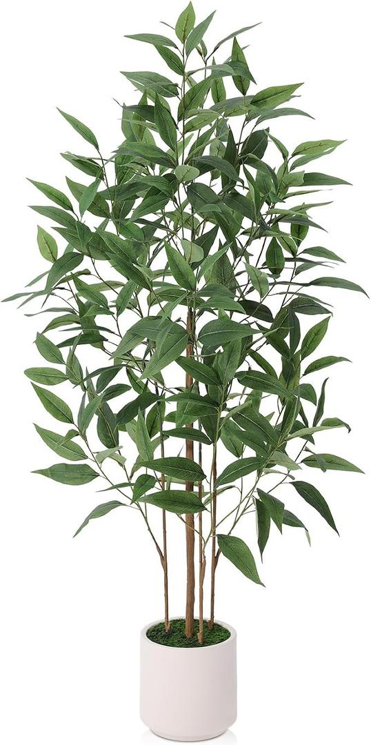 Ferrgoal 4Ft Artificial Eucalyptus Plant with White Planter
Fake Plants with Silk Leaves,Faux Tree Indoor for Home Decor Floor Porch Liveing Room
