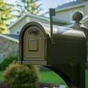 Architectural Mailboxes Brunswick Decorative, Heavy duty Steel Metal Post Mounted Mail Box for outside, Bronze, Large Curbside Mailbox with Magnetic Latch