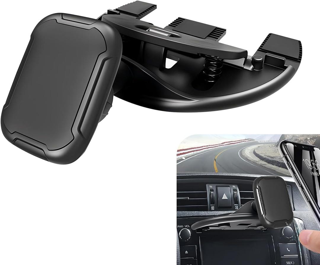 Car CD Slot Clip Mobile Phone Holder, 360 Degree Rotating Dashboard Mobile Phone Holder, 360 Degree Adjustable car Mobile Phone Holder, Universal for Most Cars (Black)