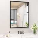 JISOSO Rectangle Bathroom Mirror 28x36 Inch, Matte Black Framed, 4MM Tempered Glass, Anti-Rust, Wall-Mount Vanity Mirror for Bathroom & Bedroom, Hangs Horizontally or Vertically