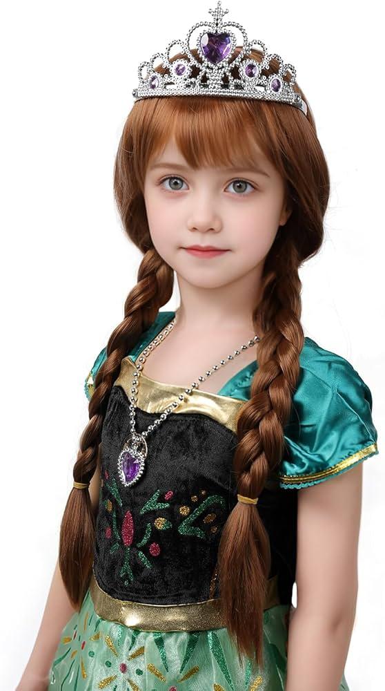 MUPUL Long Braided Wig - Brown Braided Wig for Kids Halloween Costume