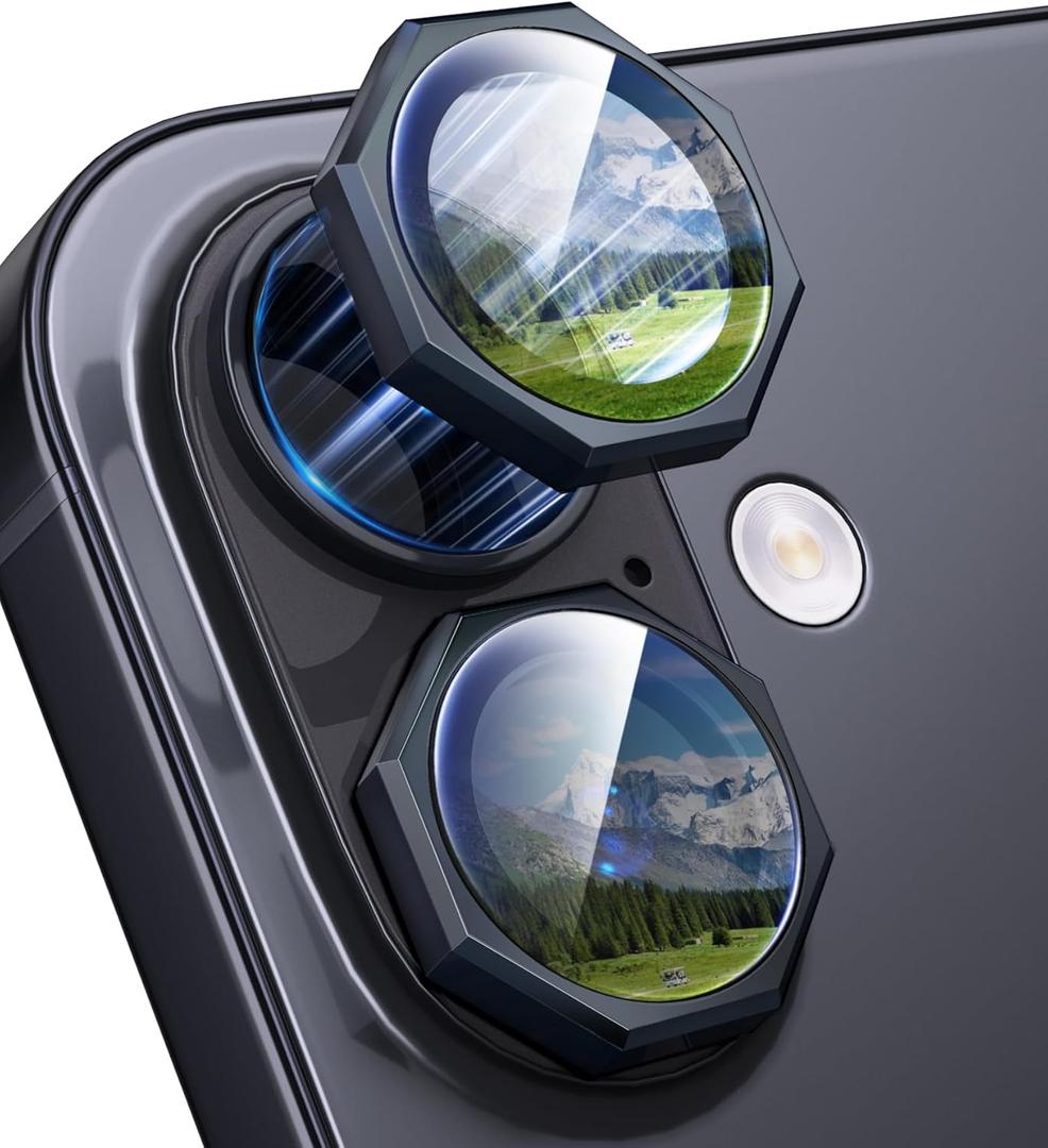 2 x Xfilm for iPhone 17 Camera Lens Protector Nut, Individual Metal with 9H Hardness, Scratch-Proof Camera Screen Protector, Stylish Accessories, Case Friendly (Black)