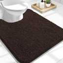 OLANLY Toilet Rugs U-Shaped 24x20, Extra Soft Absorbent Chenille Contour Bathroom Rugs for Toilet, Dry Quickly, Machine Washable, Non-Slip Bath Mat, Brown