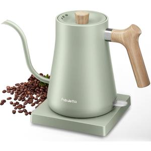 Fabuletta Gooseneck Electric Water Kettle, 3 Minutes Quick Heating, 1200W Pour Over Kettle for Coffee & Tea, Precise Water Flow Control Hot Water Boiler, 100% Stainless Steel Kettle Water Boiler,1L (FKT006 Sage Green)