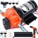 80PSI 7.5 GPM Washdown Deck Wash Pump Kit - 12V Self-Priming Marine/RV Water Pump with Strainer & Pressure Switch, for Boats, Yachts, Campers, Travel Trailers & Sprayers