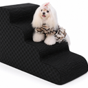 Dog Stairs Curved Ramp for Small Dogs 19.5" H, 4-Step Pet Stairs for Couch Bed with High Density Foam, Dog Slope Stairs with Durable Non-Slip Bottom, Black