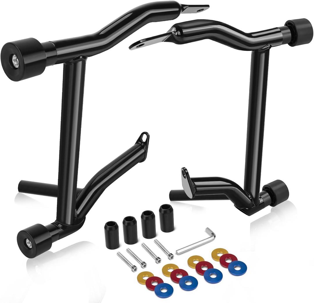 Saddlebag Guards Tip-Over Crash Bars Rear Saddlebag Support Bracket Protection Kit Fit for Harley Touring Street Glide Road Glide Road King Electra Glide CVO Ultra Limited 2009-2025 (Black- 09-Up Touring w/ Rotatable Slider)