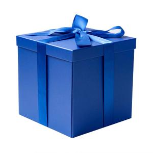 RUSPEPA Royal Blue Medium Gift Box with Lids, Ribbon and Tissue Paper, Collapsible Gift Box Perfect for Birthday, Graduation, Father's Day, Wedding and Groomsmen Gifts, 10x10x10 Inches, 1 Pcs