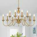 12 Light Gold Farmhouse Chandeliers for Dining Room Light Fixtures Over Table,Industrial Candle Hanging Chandelier for Living Room Foyer Staircase Bedroom Kitchen Island Restaurants, 12 Lights D37"