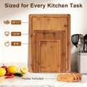 Cutting Board Set with Holder, Space Saving Kitchen Bamboo Chopping Boards, Build in Juice Groove and Grip Handle, Durable Wooden Serving Board for Meal Prep & Charcuterie, Gift Idea