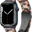 Light Apple Watch Bands-Fashion Resin Apple Watch Series 11 band,iWacth Bands,Apple Watch Bands for Women,Compatible with Apple Watch Series 10 9 8 7 SE 6 5 4 3 1 Ultra 2 1-Tortoise Stone for Black,38mm/40mm/41mm/42mm(Series 11 10)