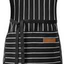 DILLMAN Kitchen Cooking Adjustable Aprons - Men Women Bib Soft Chef Stripes Apron with 2 Pockets (Black)