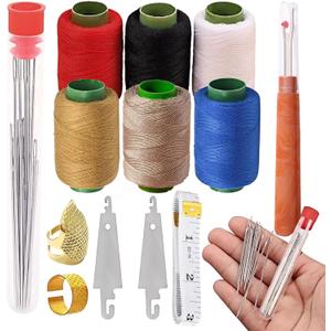 37PCS Sewing Tool Set, Big Eye Steel Sewing Needles Kit, Needle and Thread Kit,Threader and Needle Repair Kit Stainless Steel Needles for Hand Sewing