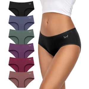 TANSTC Womens Underwear Low Rise Cotton Hipster Panties Soft Stretch Briefs Breathable Ladies Underpants 6 Pack (L)