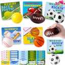 JOYIN 30 Packs Valentines Day Gift Card with Sport PU Balls, Mini Sports Ball Sqishy toy Foam for Classroom Exchange Gift for Kids, Holiday Party Favor Toys, Reward Prizes, Stress and Anxiety Relief