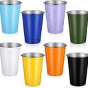 8PCS Stainless Steel Cups, 17 oz Metal Pint Cups Unbreakable Drinking Water Tumblers, Stackable Durable Steel Drinking Glasses for Adults Bar Home Restaurant Travel Picnic Camping Outdoor