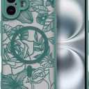 XIZYO Magnetic Case for iPhone 16 Floral Rose Cute Phone Case [Compatible with Magsafe] for Women Girls Aesthetic Pattern Slim TPU Shockproof Bumper Cover, Deep Green