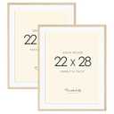 Decobility 22x28 Solid Wood Poster Frame, Natural Wood Picture Frame with Paper Mat, Display picture 18x24 with mat or 22x28 without Mat, Set of 2 Oak Wood Grain Picture Frame