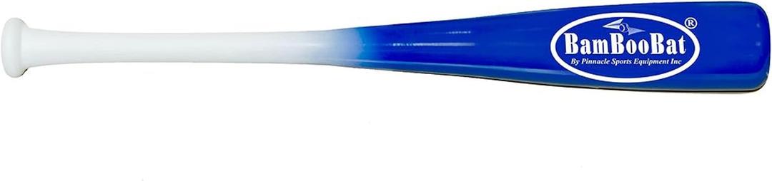 BamBooBat by PINNACLE SPORTS EQUIPMENT INC. Adult Baseball and Softball Wood One Hand Training Bat- 18 Inch or 21 Inch (White Handle/Royal Barrel)
