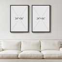 Large Framed Abstract Set of 2 Wall Art for Living Room, Neutral Black Beige Geometric Modern Canvas Artwork for Walls, Minimalist Painting Print Wall Decor Bedroom Hallway Home Office, 24x36 Inch