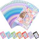 ANZNKU 100 Pack Mylar Bags Reasealable Holographic Bags, Smell Proof Bag Zipper Pouches with Clear Window, Jewelry Easter Candy Sealable Bag for Packaging Sample Party Favor (3.9 x 7.1 Inch)