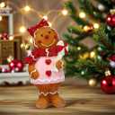 2 x Gingerbread Man Christmas Decorations Cute Gingerbread Man Figurine Decor for IndoorYard, Holiday Table Ornaments 6.1/15.5CM