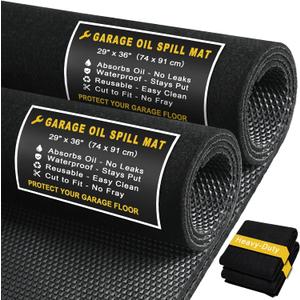 2-Pack Golener Oil Spill Mat - Garage Floor Mat, Absorbent Oil Pad, Premium Maintenance Mat, Waterproof, Contain Liquid, Protect Garage Surface from Spill & Stain, Reusable, Washable, Durable, 29x36 (Black)