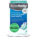 ScarAway Advanced Clear Silicone Scar Sheets, Medical Grade Silicone Strips (1.5" x 3") Scar Treatment and Prevention for Surgical, Burn, Body, Hypertrophic & Keloid Scar Treatment, 6 Clear Sheets