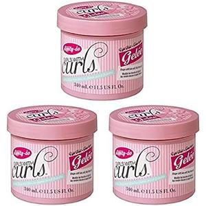 Dippity Do Girls with Curls Light Hold Gel - Shape, Smooth & Separate Curls - Sulfate Free, Aloe, Vitamin E & Wheat Protein - Frizz Free, Never Crunchy - 3 Pack (11.5 fl oz each)