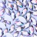 300 Pcs AB Colorful Large Rhinestones for Crafting,15x7MM Big Rhinestones Jewels Gems for Crafts,Horse Eye Shape Flatback Gemstones Rhinestone for Party Decorations(Crystal AB)
