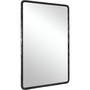 ANDY STAR Hand-Forged Black Bathroom Mirrors for Wall, 22x30 Inch Vintage Solid Steel Metal Frame Bathroom Vanity Mirror, Antique Rounded Rectangle Wall Mirror, Hangs Horizontally or Vertically
