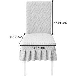 AOSCTELF Dining Chair Coves Set of 6, Stretch Seat Covers with Skirt Hem, Washable Elastic Chair Slipcovers for Dinning Room,Restaurant,Banquet- Light Grey