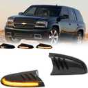 Smoked Lens Amber LED Side Mirror Turn Signal Lights for 2004-2007 Buick Rainier, 2002-2009 Chevrolet Trailblazer GMC Envoy & 2002-2004 Oldsmobile Bravada, 2 pcs