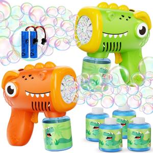 Boys Toys for 3-8 Year Old: 2 Pack Bubble Gun Machine Rechargeable, Kids Toys Birthday Gifts for 3 4 5 6 7 8 Years Old Boy Girls Toddlers Ages 3-5 Valentines Easter Outdoor (2pcs-light Green+orange)