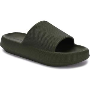 Joomra Mens Shower Pillow Slippers Thick Sole Women Platform Non Slip Home House Bathroom Slides for Ladies Cushioned Soft Indoor Bath Male Sandals Army Green, 12-13 Women/10.5-11 Men