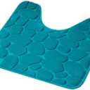 Super Soft & Comfy Blue Color Memory Foam Contour Non Slip Bath Mat 0.6 in. D X 20 in. L X 20 in. W X 0.8 in. H Size, Machine Washable | All Season Pretty Peacock Shade Water Absorbent & Quick-Drying