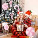 Vercraft 8 Pcs Assorted 16'' Giant Candy Cane Ornaments Pastel Pink and White Large Lollipop Decoration 4 Mixed Sizes Lollipop Christmas Decoration Candy Cane Ornaments for Christmas Tree Home Decor