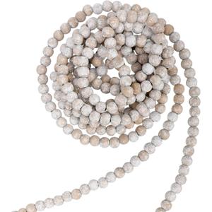 Christmas Wooden Bead Garland Wood Bead Garland Christmas Tree Decorations for Holiday Favors, 12 Feet(Retro White)