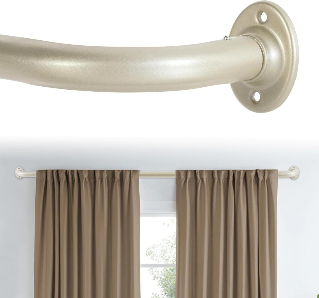 H.VERSAILTEX Blackout Curtain Rod for Windows 18.5 to 28.5 Inch, 3/4 Inch Adjustable Wrap Around Short Curtain Rods Telescoping Curved Drapery Rods for living room Inoor/Outdoor,Nickel