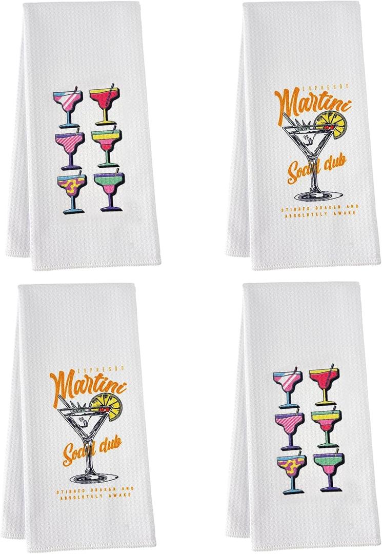 4 Pcs Espresso Martini Gift Towels Funny Kitchen Towel Espresso Martini Dish Towels Bar Towels Martini Bar Party Decorations for Martini Tea Party Hostess Housewarming Bachelorette Gift