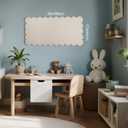 Scalloped Bulletin Board 35x18 inches, Decorative Felt Pin Board for Wall | Cute Cork Board Alternative with Push Pins, Foldable Display Vision Board for Photos, Notes & Reminders
