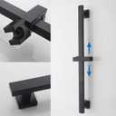 Bathroom Shower Slide Bar, Adjustable Handheld Shower Holder Wall Mount Shower Bar Stainless Steel, Matte Black Square Slide Bar