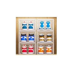 10 Pack Shoe Organizer, Stackable Shoe Box with Magnetic Door, Foldable Space-Saving Shoe Storage for Closet, Entryway, Under Bed, Durable Shoe Cabinet & Rack, white