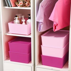 Menkxi 6 Pcs Storage Bins with Lids Small Plastic Storage Containers Stackable Storing Baskets Box Cute Organizer Bins for Organizing Shelves (Purple Series)