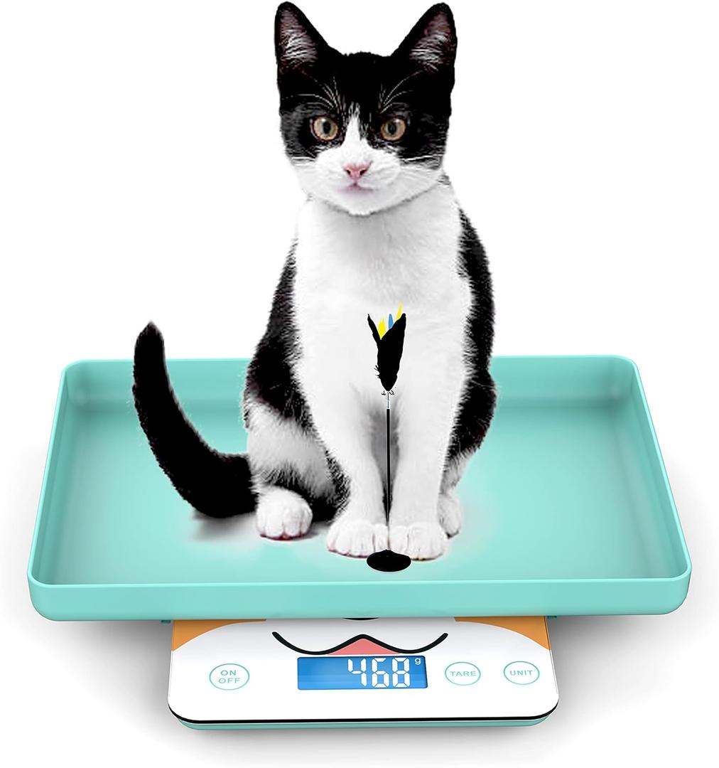 Multifunctional Newborn Pet Scale with a Tray to Weigh Cats and Puppy, 33lbs with Accuracy 0.03oz, Suitable for Pets and Kitchen Use, Tray Size 11.5"x 9"in (Blue)