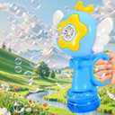 Bubble Machine for Kids, Angel Rechargeable Handheld 20000+Bubbles 3 Modes with Colorful Lighting Automatic Bubble Machine for Kids Toys Party Outdoor Gifts Boys (Blue)