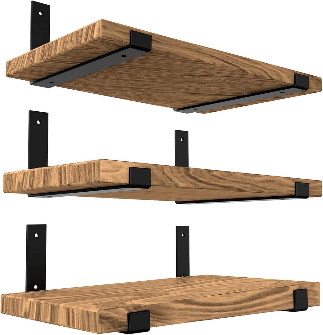 BENEGA Shelf Brackets 12 inch 6pack | 11.25' x 6' x 1.5' | J Bracket | Industrial | Black | Metal | Rustic Iron