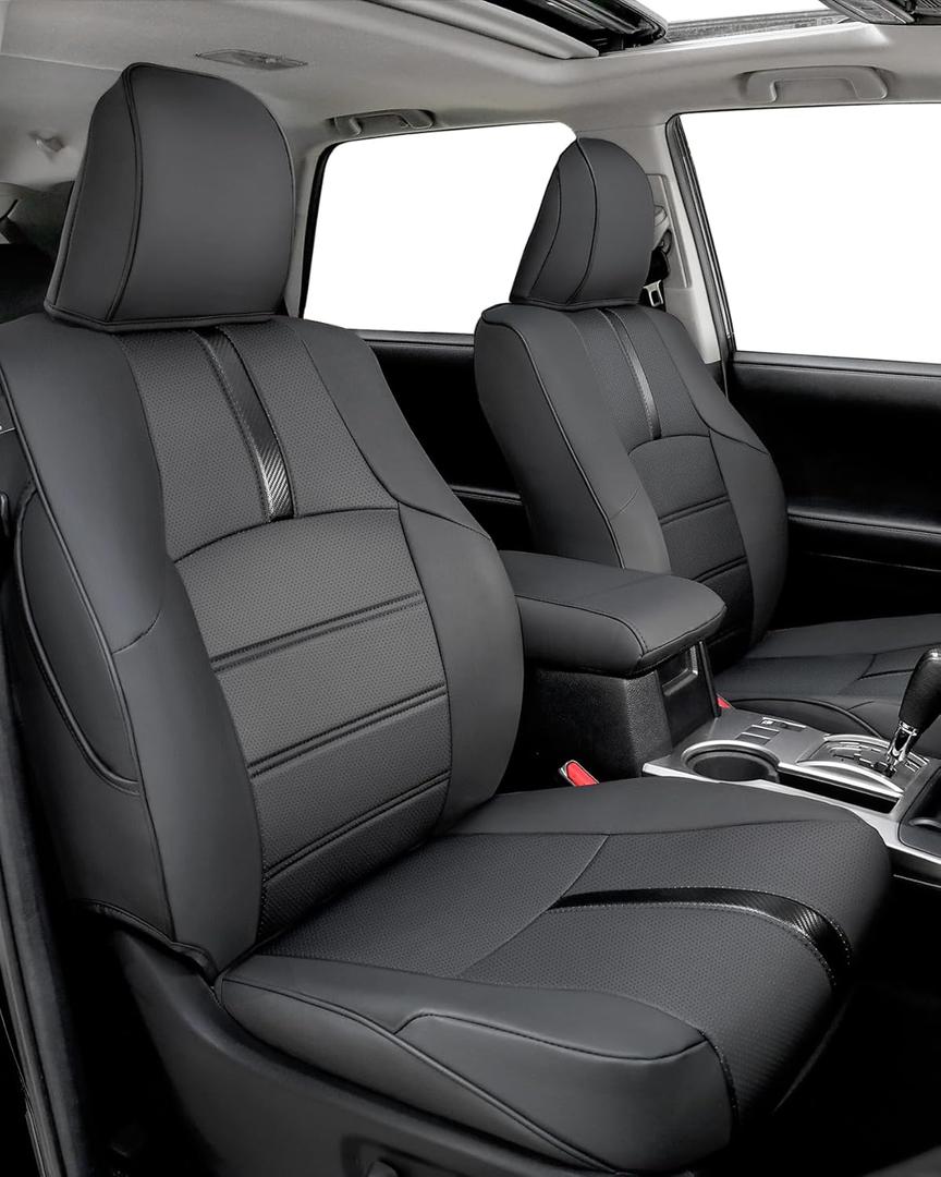 Seat Covers for Toyota 4Runner 2011-2024, (5 Seats Only) Full Set Full Coverage Waterproof Leather Seat Covers for 4Runner 2012 2013 2014 2015 2016 2017 2018 2019 2020 2021 2022 2023 Accessories